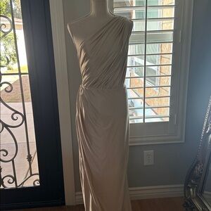 Express One-Shoulder Cream Dress